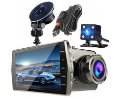 Vaizdo registratorius su LCD ekranu ir galinio vaizdo kamera