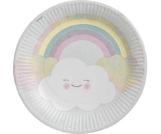 Vaivorykštės popierinių lėkščių rinkinys, 8 vnt., 23 cm