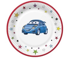 Vienkartinės lėkštės „Car Animation“, 18 cm, 8 vnt. pakuotėje