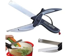 Vegetable, meat and fruit kitchen scissors with board