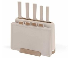Maestro MR-1412-BEIGE peilių rinkinys su kaladėle + pjaustymo lentelės rinkinys rusvai geltonas
