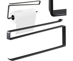 Metalinis virtuvinis rankšluosčių laikiklis, juodas, 25,5 cm