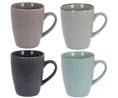 Excellent Houseware Keraminiai pastelinių spalvų puodeliai, 4 puodeliai 300 ml dovanų dėžutėje