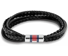 Tommy Hilfiger prabangi vyriška apyrankė su juodos odos daugiasluoksne apyranke 2790426
