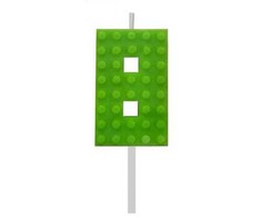 Žaliųjų kaladėlių statybinė kaladėlė Nr. 8, žalia žvakė tortui, skaičių žvakė