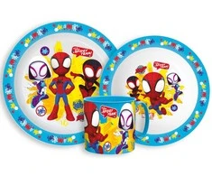 Žmogaus-voro ir „Spidey Team“ vakarienės rinkinys, mikroplastiko, su puodeliu 265 ml