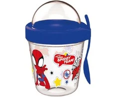 Žmogus-voras ir „Spidey“ puodelis su užkandžių laikikliu, dangteliu ir šaukšteliu 350 ml
