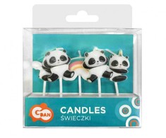 Žvakė tortui „Gyvūnai“ su miela panda, 5 vnt. žvakių rinkinys
