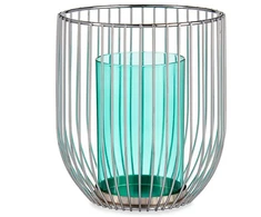 Žvakidė Gift Decor 124016B Mėlyna Sidabras Metalinis stiklas 15 x 17 x 15 cm Narvas