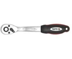 Yato 1/2 colio lenktas terkšlinis raktas, 250 mm ilgio, CrV 6140 plieno, 72 dantų terkšlinis raktas, greita jungtis