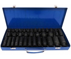 1/2" Smūginių Galvučių Rinkinys, 35 Dalių, Chromo Molibdeno Plienas, Šešiakampė Pavara, Mechaniko Įrankių Rinkinys, Suderinamas su Pneumatiniais ir Elektriniais Įrankiais
