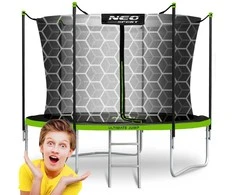 10 pėdų sodo trampolinas su apsauginiu tinklu ir kopėčiomis, lauko šokinėjimo trampolinas, apvalus trampolinas vaikams, kiemo trampolinas