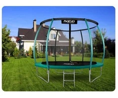 10 pėdų sodo trampolinas su apsauginiu tinklu ir kopėčiomis, 312 cm lauko trampolinas, apvalus trampolinas vaikams, didelis trampolinas