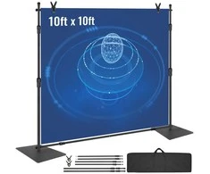 10ft x 10ft Vamzdžių ir užuolaidų komplektas renginiams, plieno pagrindas, reguliuojamas fonas, vestuvių, vakarėlių, foto fonas