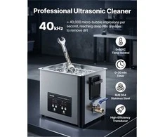 10L ultragarsinis valytuvas su krepšeliu ir skaitmeniniu ekranu, 40kHz nerūdijančio plieno ultragarso mašina papuošalams, laikrodžiams, monetoms ir detalėms plauti