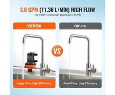 12V membraninis vandens siurblys kemperiams, jachtoms, maisto vagonėliams, reguliuojamas slėgio jungiklis, mažas triukšmas, 11.36 L/min srautas, automatinis vandens siurblys