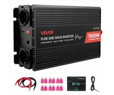 1500W įtampos keitiklis, grynos sinusinės bangos inverteris kemperiams ir sunkvežimiams, su nuotolinio valdymo pultu, USB ir Type-C jungtimis, 2 AC lizdais, greito įkrovimo srovės keitiklis automobiliui