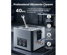 15L ultragarsinis valytuvas detalėms ir karbiuratoriams, profesionali 40kHz nerūdijančio plieno pramoninė valymo mašina su skaitmeniniu ekranu ir krepšeliu, 240W ultragarsinis valiklis