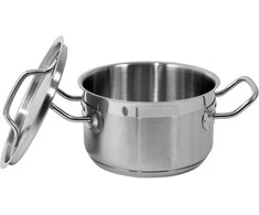 Vidutinio dydžio puodas su dangčiu | nerūdijančio plieno | 16 x 9,5 cm | 1,9 l (YG-00021)