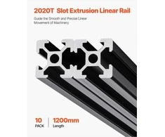 2020 T lizdo aliuminio profilis 3D spausdintuvui ir CNC, anoduotas linijinis bėgelis, juodas aliuminio ekstruzijos bėgis konstrukcijoms, 1200 mm