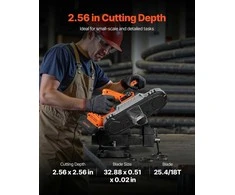 20V Nešiojamas Juostinis Pjūklas, 65 mm Gylis, Akumuliatorinis su 4.0 Ah Akumuliatoriumi, Kintamo Greičio Metalui ir Medienai, Kompaktiškas Pasidaryk pats Projektams