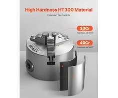 3 kumštelių tekinimo griebtuvas, savaime susicentruojantis medžio ir metalo staklėms, tikslus apdirbimas, 80 mm griebtuvas, HT300 medžiaga, apverčiami kumšteliai, tekinimo įrankis, staklių priedas