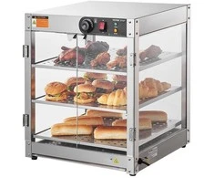 3 Pakopų Šildomas Maisto Vitrininis Šildytuvas, picoms, 90L, 30-85℃, prekybinis, šilumos vitrina, maisto ekspozicija (Ekspozicinė prekė)