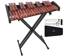 32 natų glockenspiel, medinis ksilofonas su stovu, mušamųjų instrumentų rinkinys pradedantiesiems ir suaugusiems, nešiojamas ksilofonas su krepšiu
