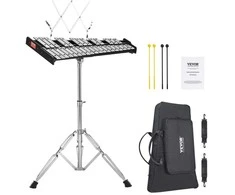 32 tonų metalofonas, ksilofonas, varpelių rinkinys su plaktukais, lazdelėmis, stovu, perkusijos instrumentų komplektas, muzikos instrumentas vaikams, melodinis instrumentas