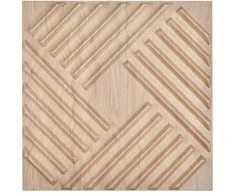 3D plokštės sienoms, 12 vnt., 500x500 mm PVC dekoratyvinės sienų plytelės, šviesios medienos tekstūros sienų plokštės