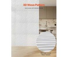 3D sienų plokštės, 12 vnt., 500x500x20 mm, PVC matinė balta, bangų dizainas, tekstūruotos sienų dekoro plokštės