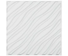 3D sienų plokštės, 12 vnt., 500x500x20 mm, PVC matinė balta, bangų dizainas, tekstūruotos sienų dekoro plokštės