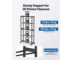 3D spausdintuvo gijų laikymo stovas, 5 lygių tvirtos lentynos 3D spausdinimo gijoms, ričių laikiklis studijai, biurui, dirbtuvėms, organizatorius