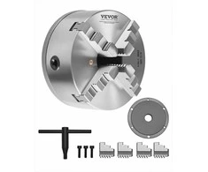 4 kumštelių tekinimo staklių griebtuvas medžio ir metalo staklėms, savaime susicentruojantis, 200 mm, su atraminiu padu, suspaudimo diapazonas 4-200 mm, tekinimo įrankis