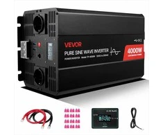 4000W galios inverteris, 12V DC į 230V AC gryno sinuso banga, kemperiams ir sunkvežimiams, su LCD ekranu, saulės energijos keitiklis, 12V į 230V įtampos keitiklis, srovės lygintuvas