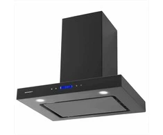 60 cm juodas virtuvės gartraukis, kamininis, didelio efektyvumo, LED apšvietimas, modernus dizainas