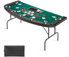 7 žaidėjų sulankstomas pokerio stalas, paminkštintas kazino žaidimų stalas, nešiojamas Texas Hold'em Blackjack stalas, pusiau ovalus veltinio stalas