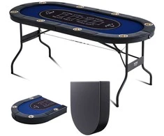 8 žaidėjų sulankstomas pokerio stalas, Blackjack Texas Holdem pokerio stalas kazino laisvalaikiui, paminkštinti turėklai, nešiojamas sulankstomas kortų stalas
