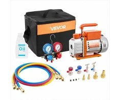 AC vakuuminis siurblys ir manometrų rinkinis, automobilių HVAC kondicionavimui, 3.5 CFM vienpakopis rotacinis siurblys, kolektoriaus manometrų komplektas, šaldymo įrangos įrankiai