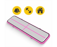 Akrobatikos oro kilimėlis, gimnastikos kilimėlis su elektrine pompa, rožinis treniruočių kilimėlis, 400 cm x 100 cm x 15 cm, patvarus PVC kilimėlis