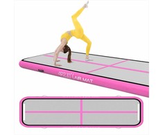 Akrobatikos oro kilimėlis, gimnastikos kilimėlis su elektrine pompa, rožinis treniruočių kilimėlis, 400 cm x 100 cm x 15 cm, patvarus PVC kilimėlis