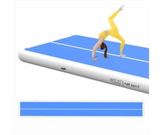 Akrobatinis oro kilimėlis, gimnastikos kilimėlis su pompa, 15 m ilgio, mėlynas treniruočių kilimėlis, gimnastikai, akrobatikai, fitnesui