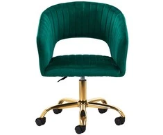 Aksominė biuro kėdė, reguliuojamo aukščio, pasukama, žalia akcentinė kėdė, ergonomiška darbo kėdė, grožio salono kėdė