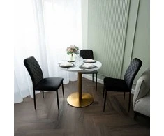 Aksominis valgomojo kėdė svetainei, dygsniuotas dizainas, juodos metalinės kojos, 90 cm aukščio, minkšta kėdė su atlošu, moderni valgomojo kėdė