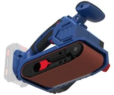 Akumuliatorinis juostinis šlifuoklis, 18V, kintamo greičio valdymas, ergonomiškas dizainas, kraštų šlifavimas, medienai ir metalui