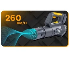 Powermat Akumuliatorinis lapų pūstuvas, 21 V, 260 km/h oro srautas, su 2 x 2 Ah ličio jonų baterijomis, sodo valymui, greitam šiukšlių pašalinimui