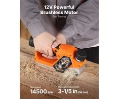 Akumuliatorinis rankinis oblius medienai, 56 mm pločio elektrinis oblius su bešepetėliniu varikliu ir reguliuojamu gyliu, įrankis briaunų nusklembimui ir DIY darbams
