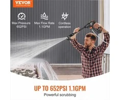 Akumuliatorinis slėginis plovimo įrenginys su 6-in-1 antgaliu, nešiojamas aukšto slėgio plovimo pistoletas automobiliams, grindims ir sodui, akumuliatorinė plovykla su priedais