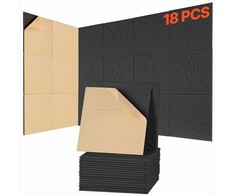 Akustinės panelės garso izoliacijai, lipnios sienų panelės studijai ir biurui, didelio tankio poliesterio pluoštas, triukšmą slopinančios ir garsą sugeriančios panelės, 18 vnt. 30x30x1 cm