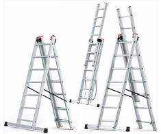 Aliumininės daugiafunkcinės kopėčios, su laiptų funkcija, 150 kg talpa, profesionaliam ir namų naudojimui, tvirtos ištraukiamos kopėčios, universali darbo platforma